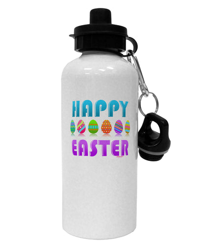 Happy Easter Decorated Eggs Aluminum 600ml Water Bottle-Water Bottles-TooLoud-White-Davson Sales