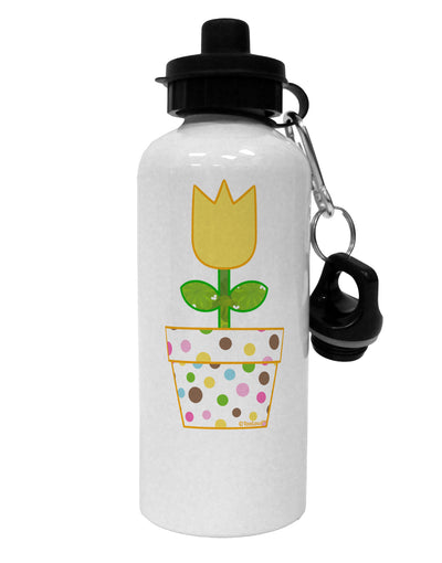 Easter Tulip Design - Yellow Aluminum 600ml Water Bottle by TooLoud-Water Bottles-TooLoud-White-Davson Sales