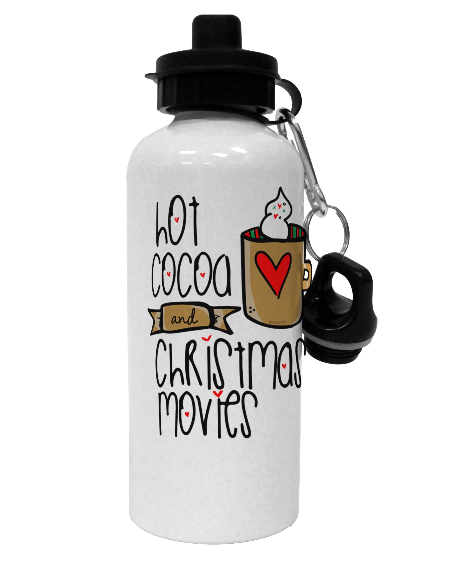 TooLoud Hot Cocoa and Christmas Movies Aluminum 600ml Water Bottle-Water Bottles-TooLoud-Davson Sales