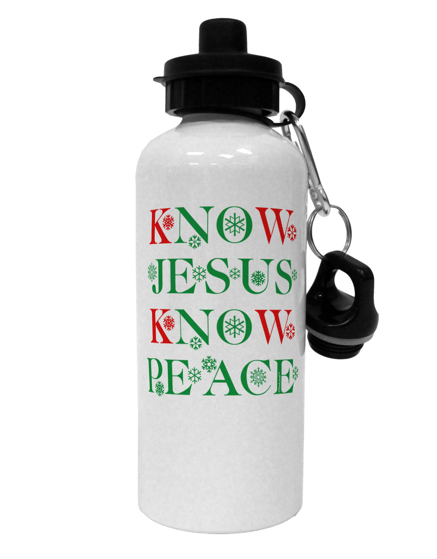 Know Jesus Know Peace Christmas Aluminum 600ml Water Bottle-Water Bottles-TooLoud-White-Davson Sales