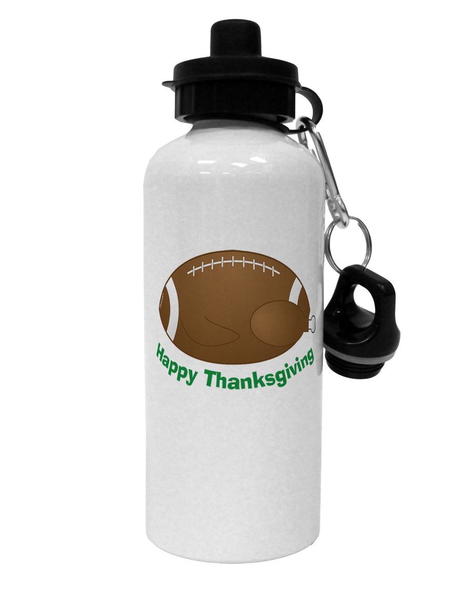 Football Turkey Happy Thanksgiving Aluminum 600ml Water Bottle-Water Bottles-TooLoud-White-Davson Sales
