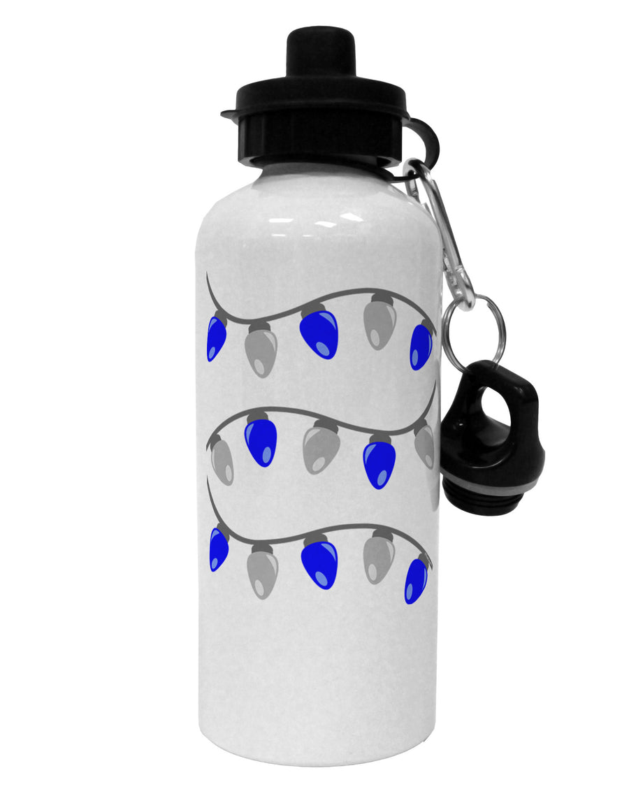 Hanukkah Lights Blue and Silver Aluminum 600ml Water Bottle-Water Bottles-TooLoud-White-Davson Sales