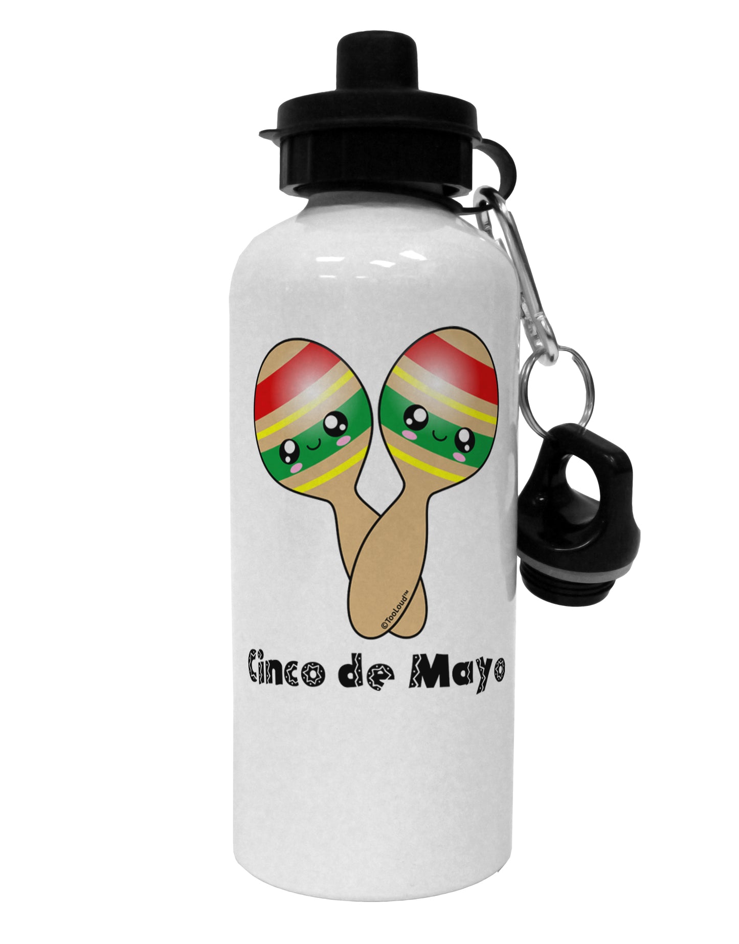 Cute Maracas Design - Cinco de Mayo Aluminum 600ml Water Bottle by TooLoud-Water Bottles-TooLoud-White-Davson Sales