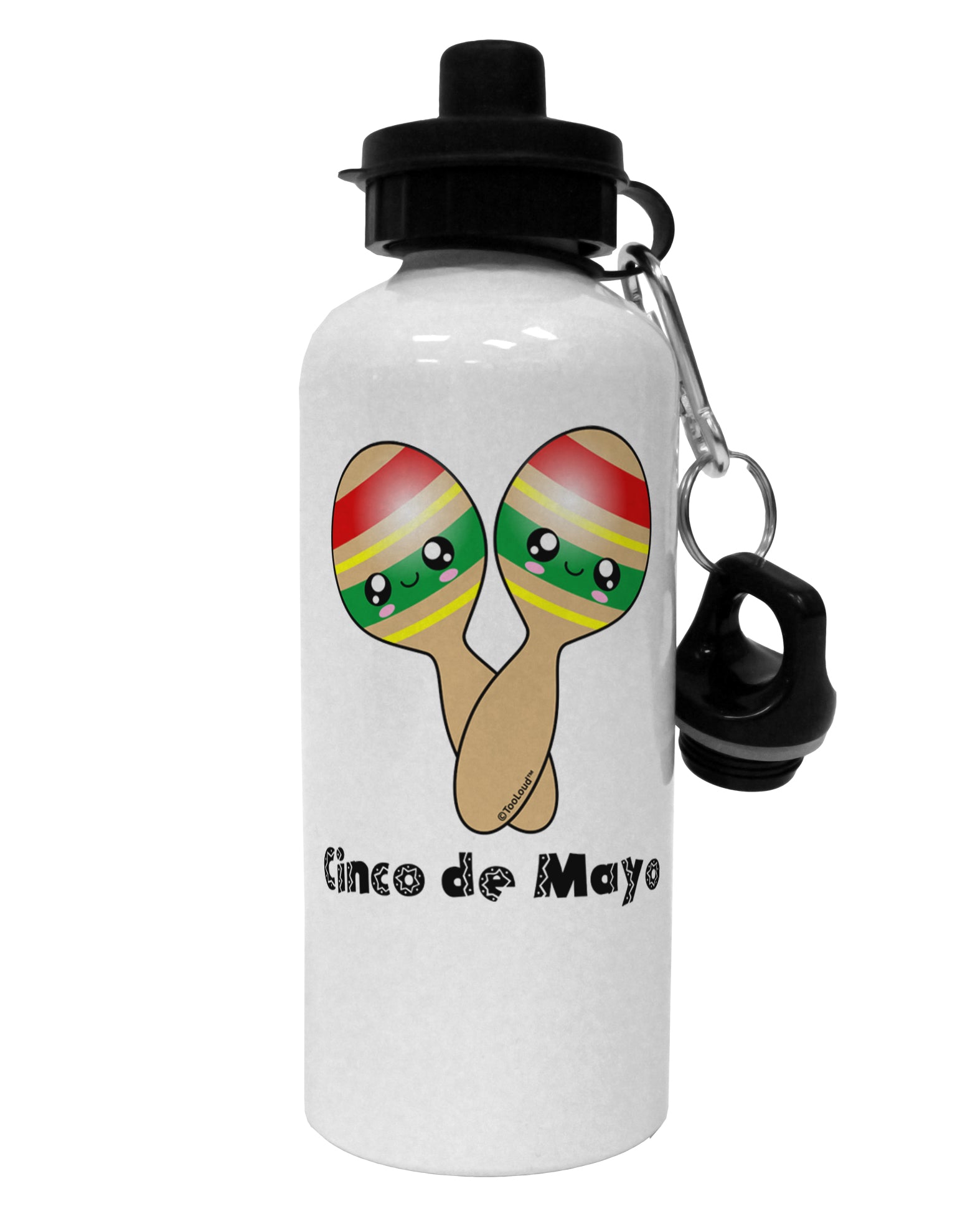 Cute Maracas Design - Cinco de Mayo Aluminum 600ml Water Bottle by TooLoud-Water Bottles-TooLoud-White-Davson Sales