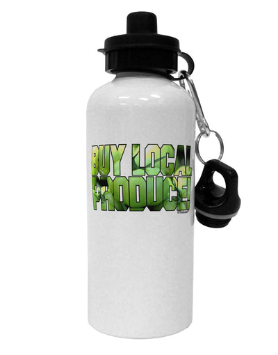 Buy Local - Green Tomatoes Text Aluminum 600ml Water Bottle-Water Bottles-TooLoud-White-Davson Sales