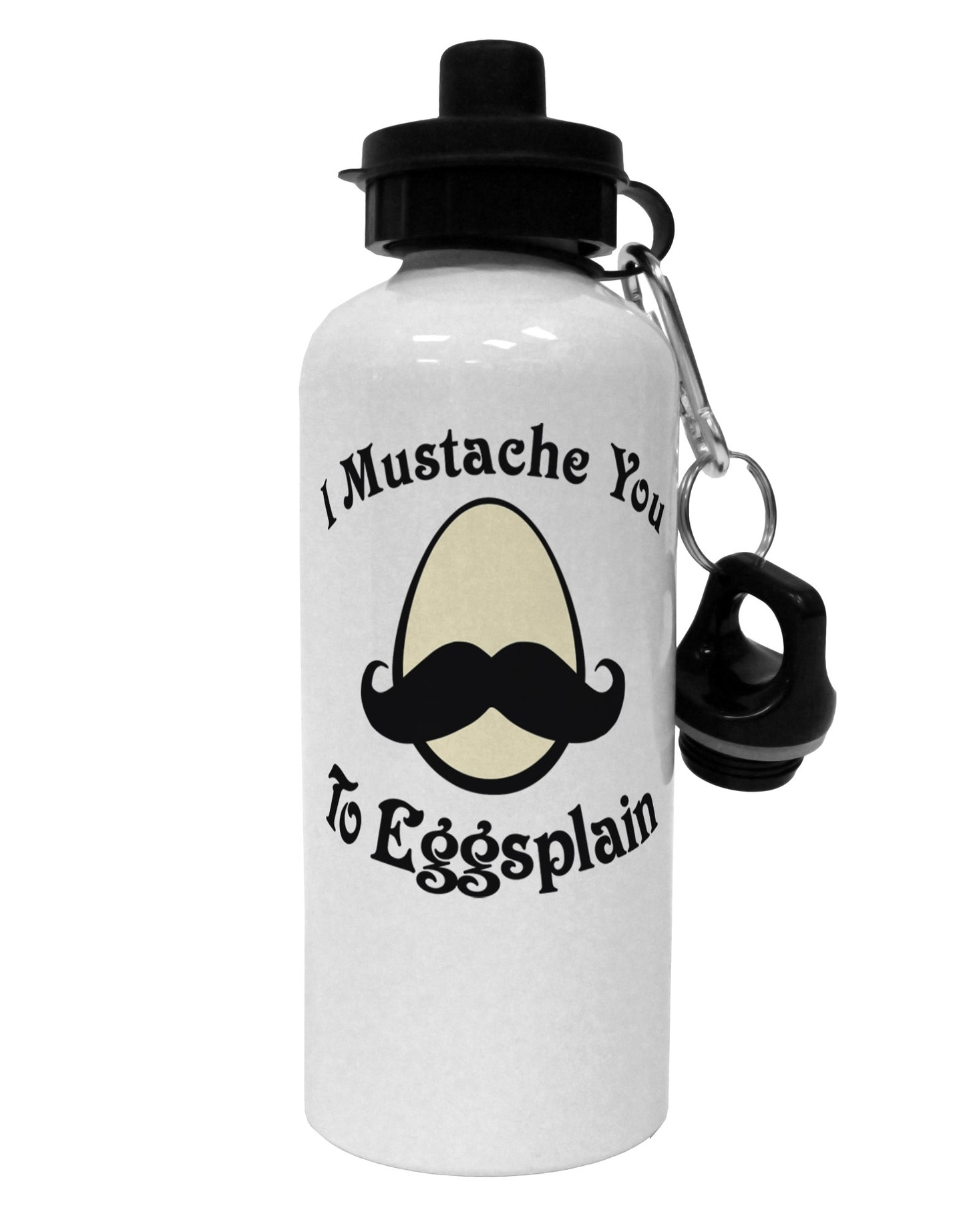 I Mustache You To Eggsplain Aluminum 600ml Water Bottle-Water Bottles-TooLoud-White-Davson Sales