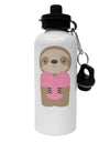 Cute Valentine Sloth Holding Heart Aluminum 600ml Water Bottle by TooLoud-Water Bottles-TooLoud-White-Davson Sales