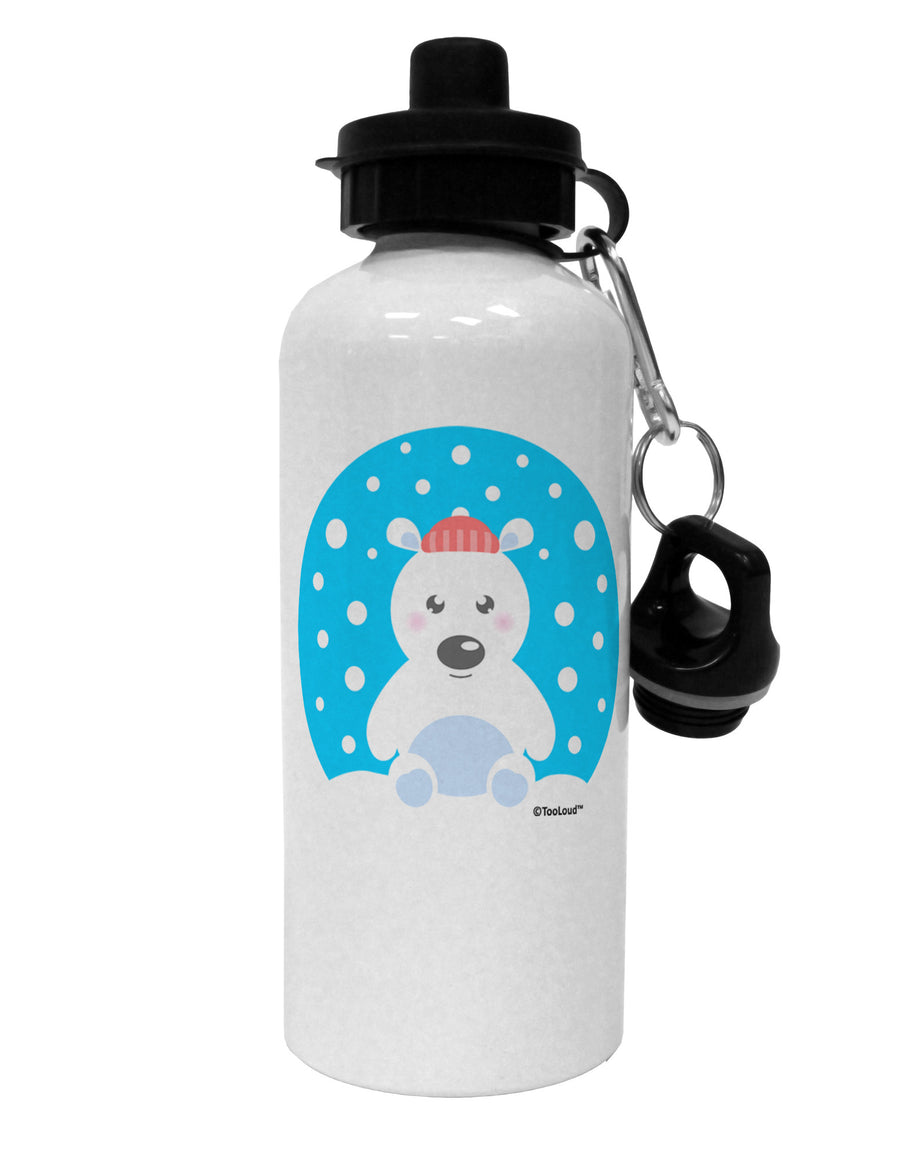 Cute Polar Bear - Christmas Aluminum 600ml Water Bottle by TooLoud-Water Bottles-TooLoud-White-Davson Sales