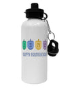 Happy Hanukkah Dreidels Aluminum 600ml Water Bottle-Water Bottles-TooLoud-White-Davson Sales