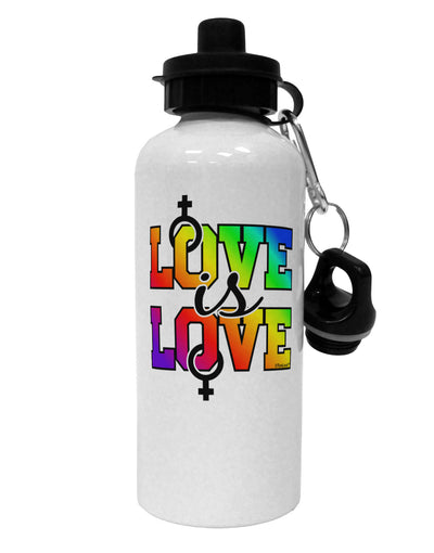 Love Is Love Lesbian Pride Aluminum 600ml Water Bottle-Water Bottles-TooLoud-White-Davson Sales