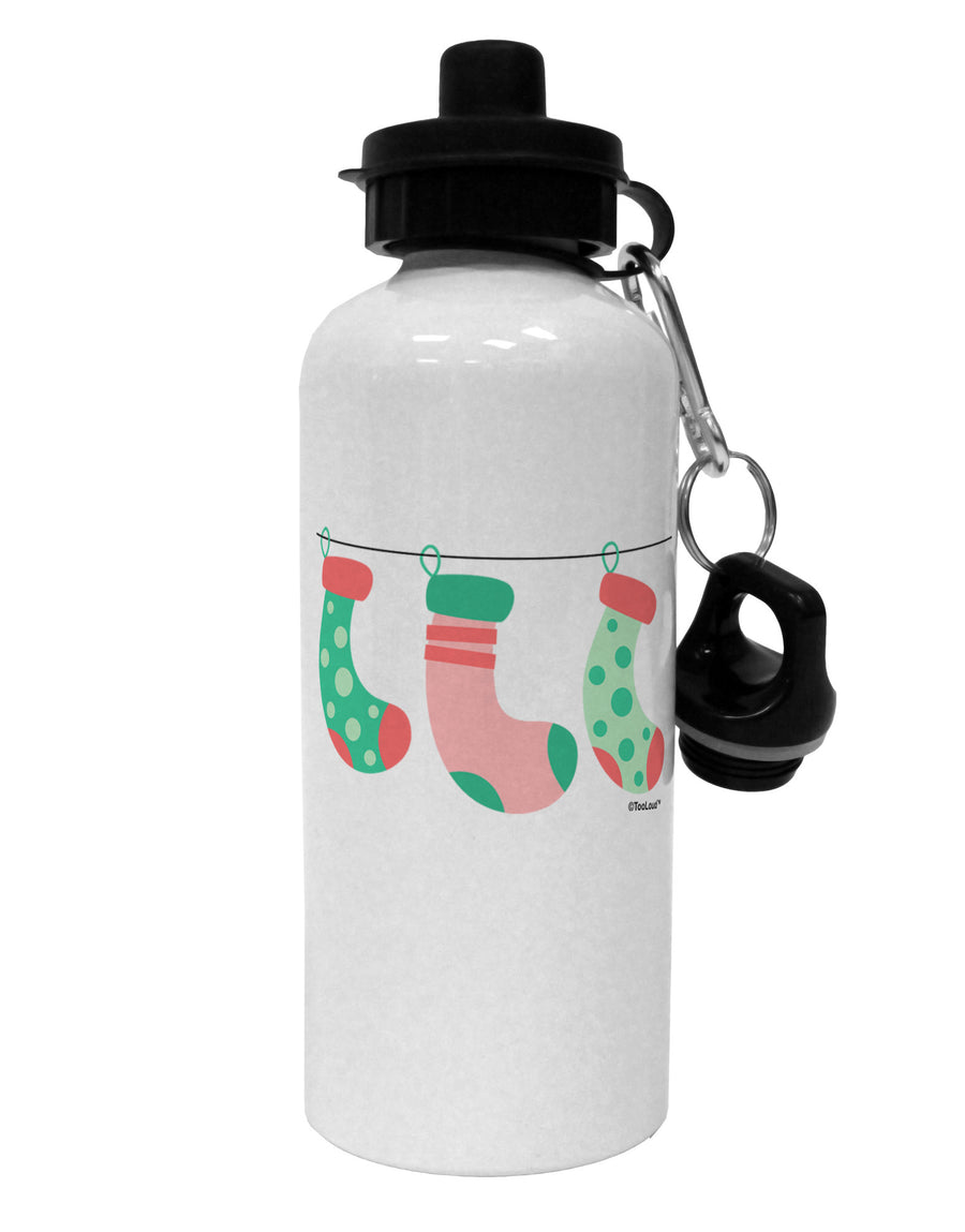 Cute Hanging Christmas Stockings Aluminum 600ml Water Bottle by TooLoud-Water Bottles-TooLoud-White-Davson Sales