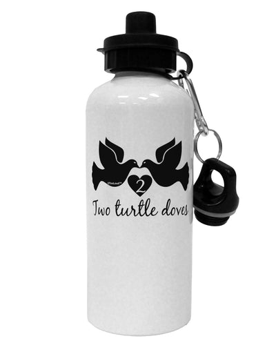 Two Turtle Doves Text Aluminum 600ml Water Bottle-Water Bottles-TooLoud-White-Davson Sales