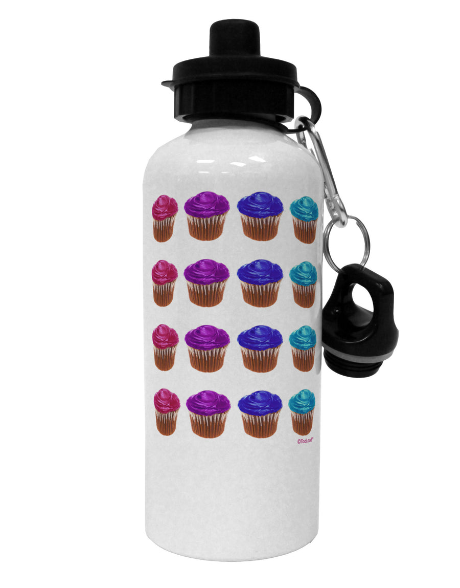 Colorful Cupcake Pattern Aluminum 600ml Water Bottle by TooLoud-Water Bottles-TooLoud-White-Davson Sales