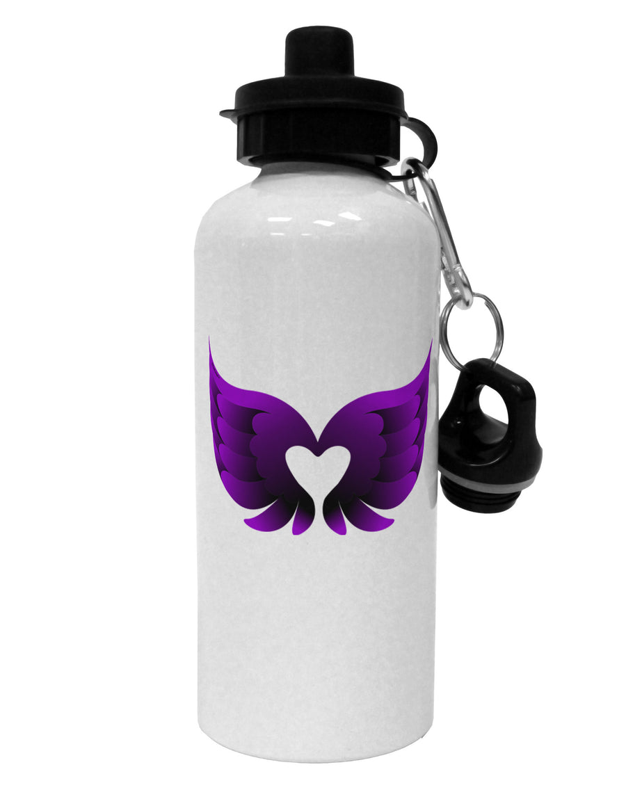 Cute Dark Angel Wings Black and Purple Heart Aluminum 600ml Water Bottle-Water Bottles-TooLoud-White-Davson Sales