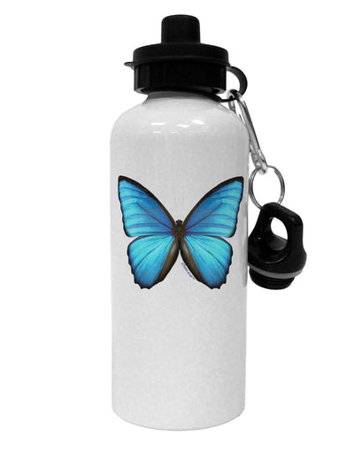 Big Blue Butterfly Aluminum 600ml Water Bottle-Water Bottles-TooLoud-White-Davson Sales