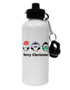 Merry Christmas Penguins See Hear Speak No Evil Aluminum 600ml Water Bottle-Water Bottles-TooLoud-White-Davson Sales