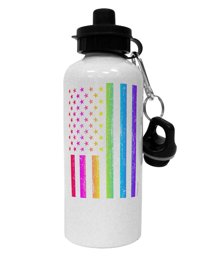 American Pride - Rainbow Flag Aluminum 600ml Water Bottle-Water Bottles-TooLoud-White-Davson Sales