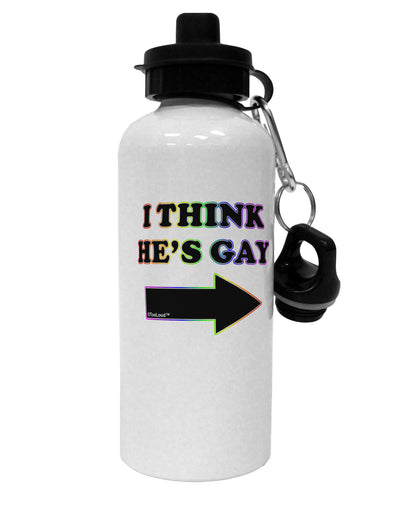 I Think He's Gay Right Aluminum 600ml Water Bottle by TooLoud-Water Bottles-TooLoud-White-Davson Sales