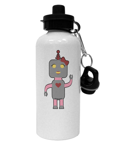 Cute Robot Female Aluminum 600ml Water Bottle by TooLoud-Water Bottles-TooLoud-White-Davson Sales