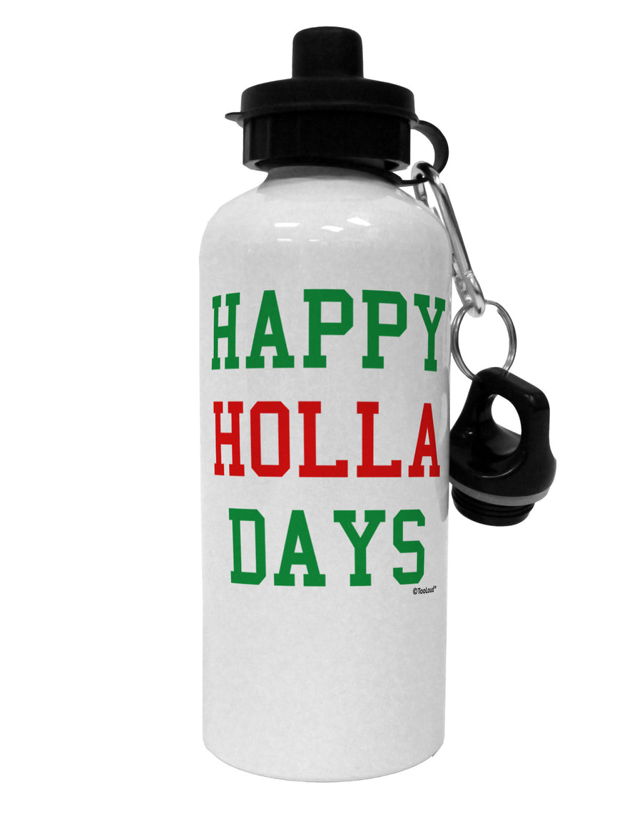 Happy Holla Days - Red and Green Aluminum 600ml Water Bottle by TooLoud-Water Bottles-TooLoud-White-Davson Sales