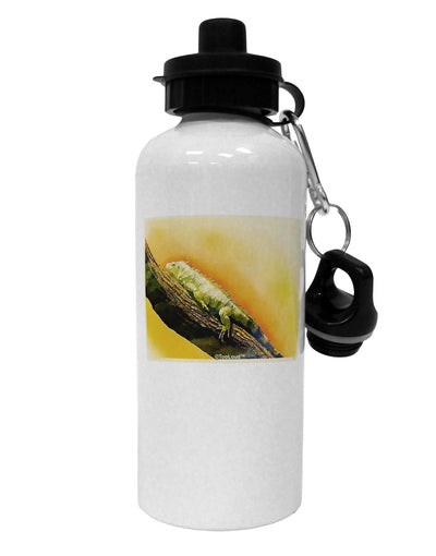 Iguana Watercolor Aluminum 600ml Water Bottle-Water Bottles-TooLoud-White-Davson Sales