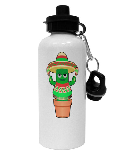 Fiesta Cactus Poncho Aluminum 600ml Water Bottle by TooLoud-Water Bottles-TooLoud-White-Davson Sales