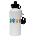 Hanukkah Dreidels Aluminum 600ml Water Bottle-Water Bottles-TooLoud-White-Davson Sales