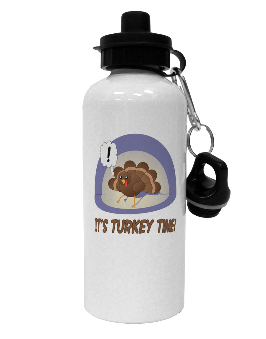 Escaping Turkey - Turkey Time Funny Aluminum 600ml Water Bottle-Water Bottles-TooLoud-White-Davson Sales