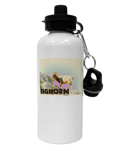 Bighorn Ram WatercolorText Aluminum 600ml Water Bottle-Water Bottles-TooLoud-White-Davson Sales