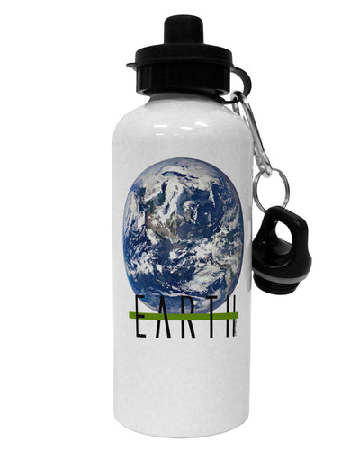 Planet Earth Text Aluminum 600ml Water Bottle by TooLoud-Water Bottles-TooLoud-White-Davson Sales