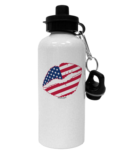 American Flag Lipstick Aluminum 600ml Water Bottle by TooLoud-Water Bottles-TooLoud-White-Davson Sales