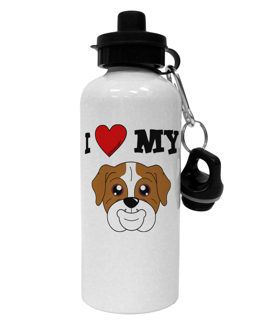 I Heart My - Cute Bulldog - Red Aluminum 600ml Water Bottle by TooLoud-Water Bottles-TooLoud-White-Davson Sales