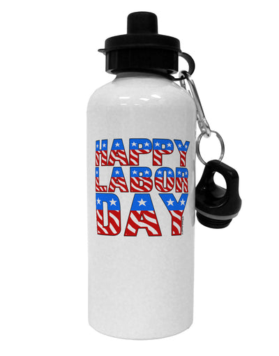 Happy Labor Day ColorText Aluminum 600ml Water Bottle-Water Bottles-TooLoud-White-Davson Sales