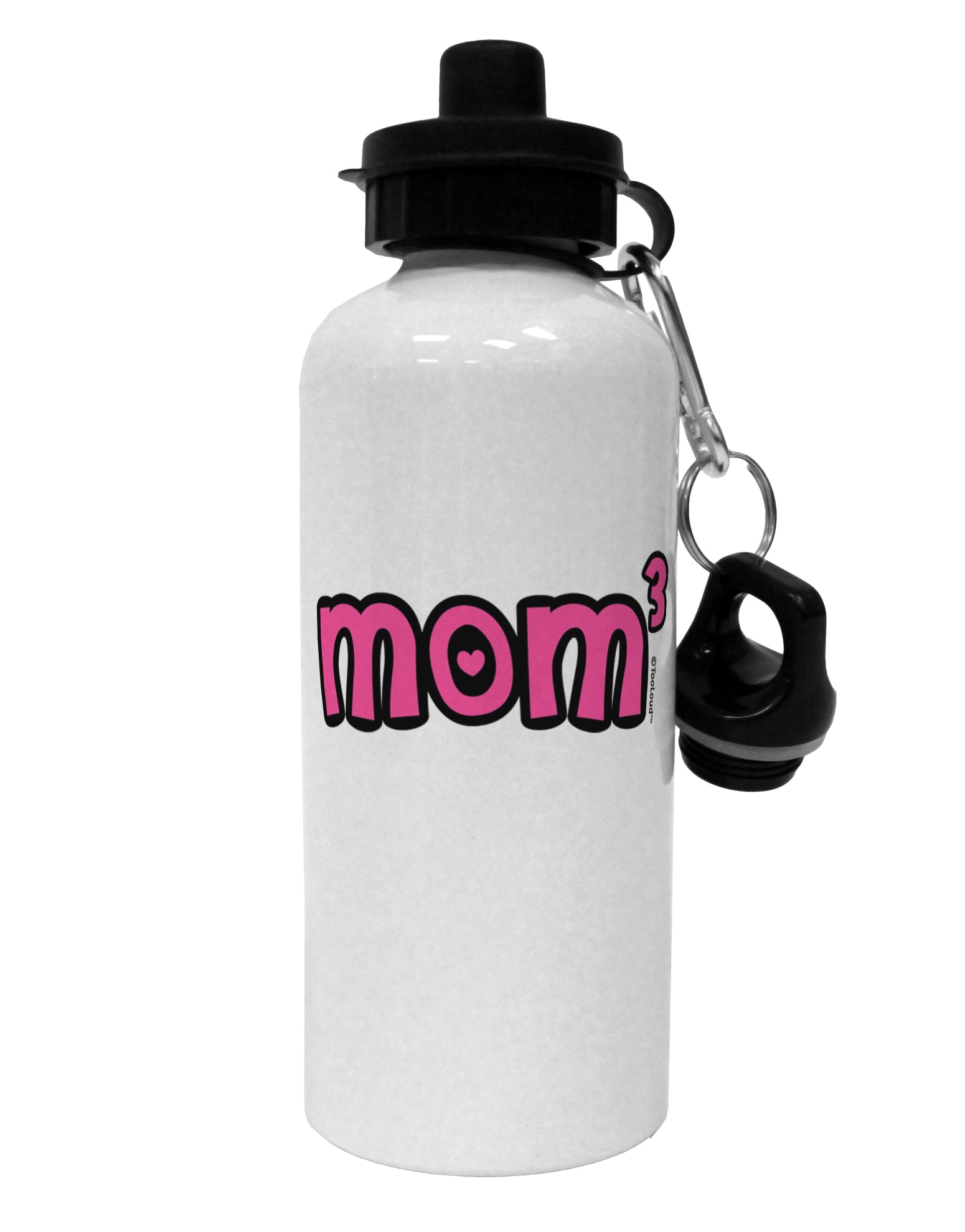 Mom Cubed - Cute Mom of Three Design Aluminum 600ml Water Bottle by TooLoud-Water Bottles-TooLoud-White-Davson Sales