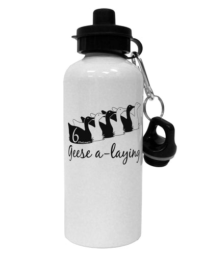 Six Geese A laying Text Aluminum 600ml Water Bottle-Water Bottles-TooLoud-White-Davson Sales