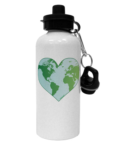 World Globe Heart Aluminum 600ml Water Bottle-Water Bottles-TooLoud-White-Davson Sales