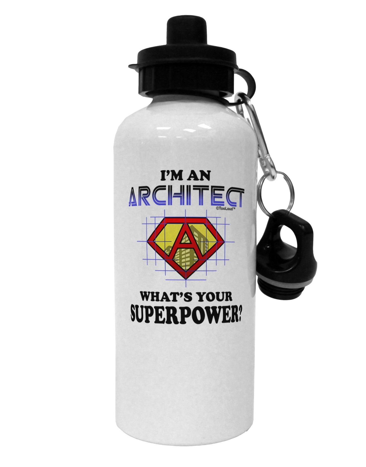 Architect - Superpower Aluminum 600ml Water Bottle-Water Bottles-TooLoud-White-Davson Sales