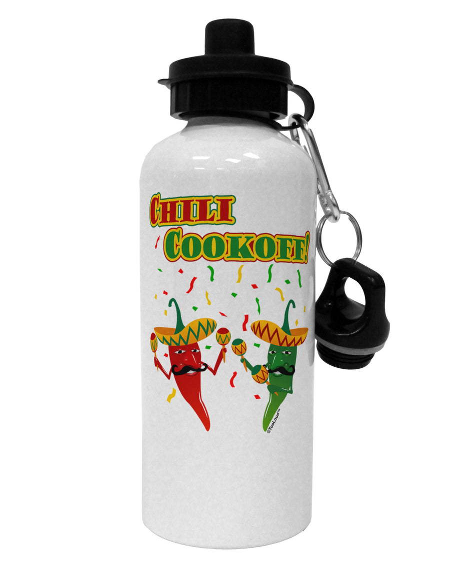 Chili Cookoff! Chile Peppers Aluminum 600ml Water Bottle-Water Bottles-TooLoud-White-Davson Sales