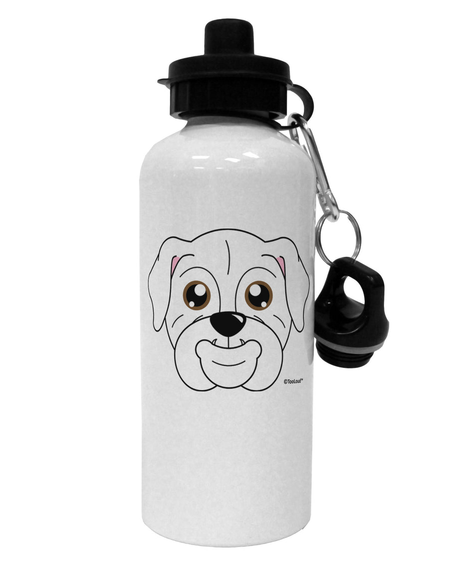 Cute Bulldog - White Aluminum 600ml Water Bottle by TooLoud-Water Bottles-TooLoud-White-Davson Sales