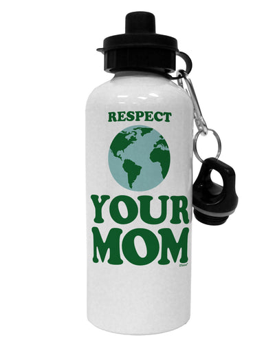 Respect Your Mom - Mother Earth Design - Color Aluminum 600ml Water Bottle-Water Bottles-TooLoud-White-Davson Sales