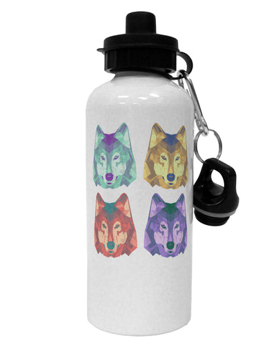 Geometric Wolf Head Pop Art Aluminum 600ml Water Bottle by TooLoud-Water Bottles-TooLoud-White-Davson Sales