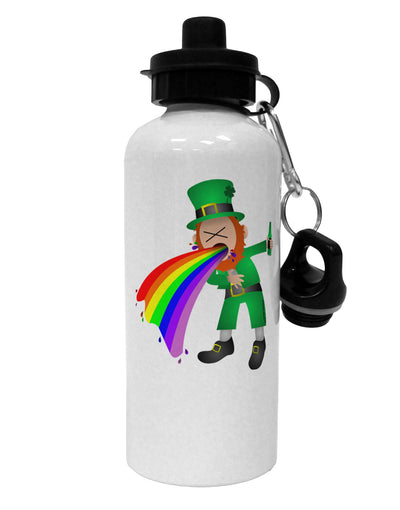 Puking Rainbow Leprechaun Aluminum 600ml Water Bottle-Water Bottles-TooLoud-White-Davson Sales