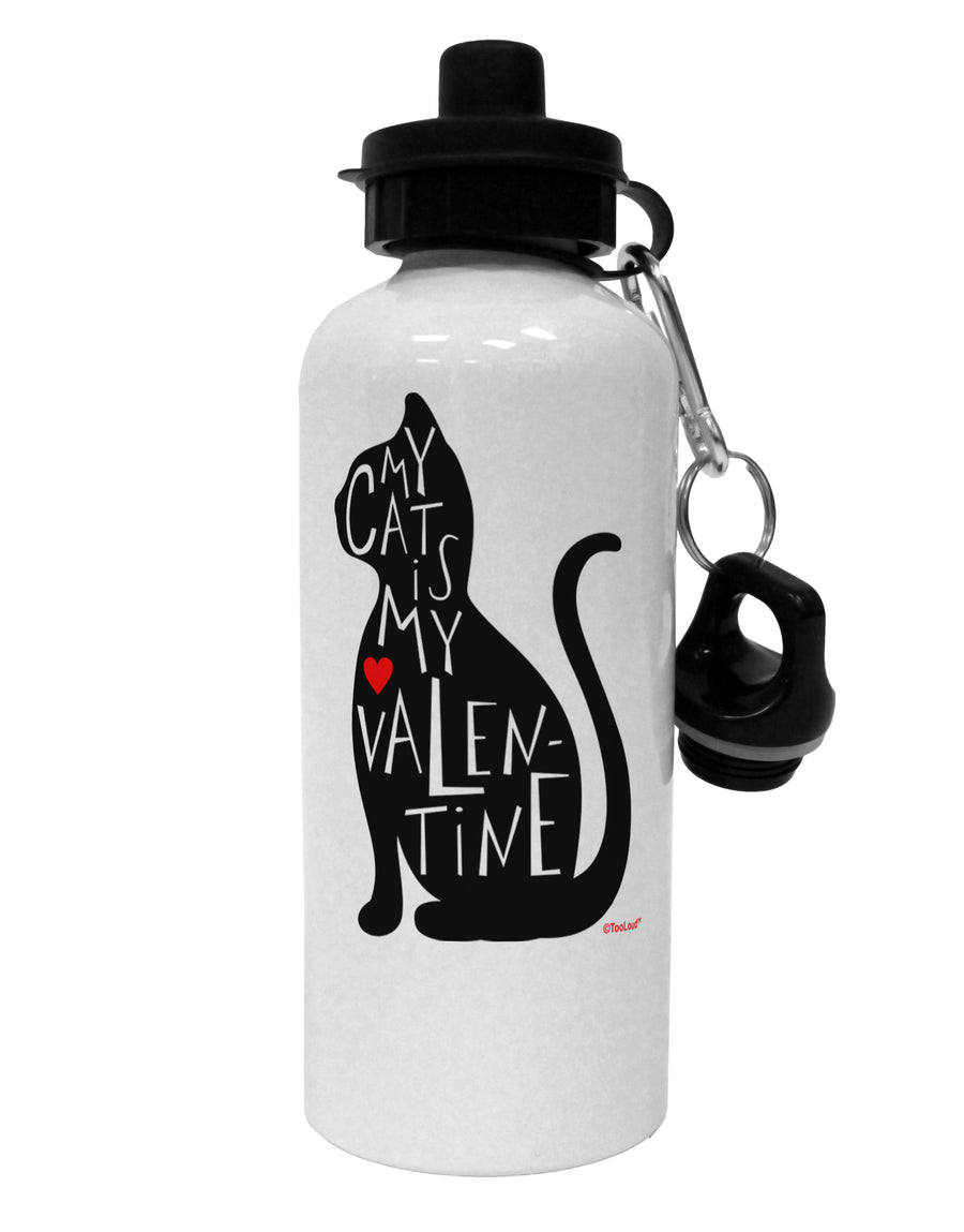 My Cat Is My Valentine Aluminum 600ml Water Bottle by TooLoud-Water Bottles-TooLoud-White-Davson Sales