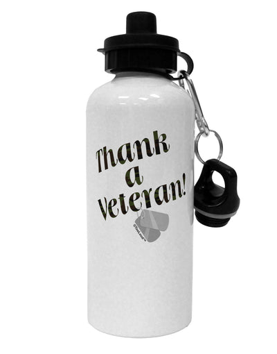 Thank A Veteran Aluminum 600ml Water Bottle-Water Bottles-TooLoud-White-Davson Sales