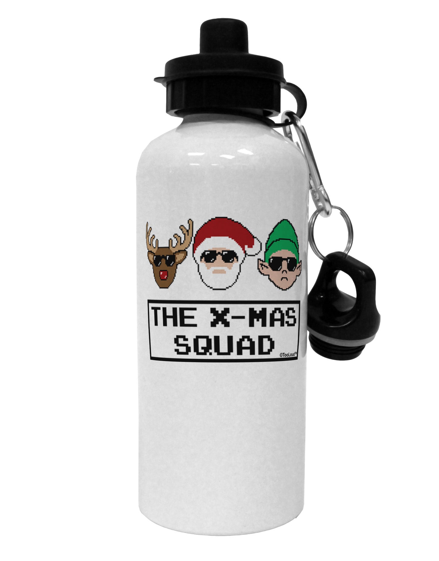 The X-mas Squad Text Aluminum 600ml Water Bottle-Water Bottles-TooLoud-White-Davson Sales