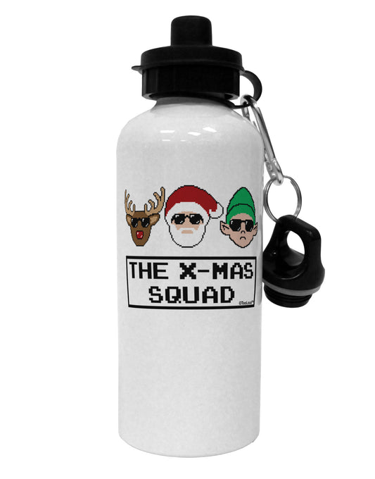 The X-mas Squad Text Aluminum 600ml Water Bottle-Water Bottles-TooLoud-White-Davson Sales