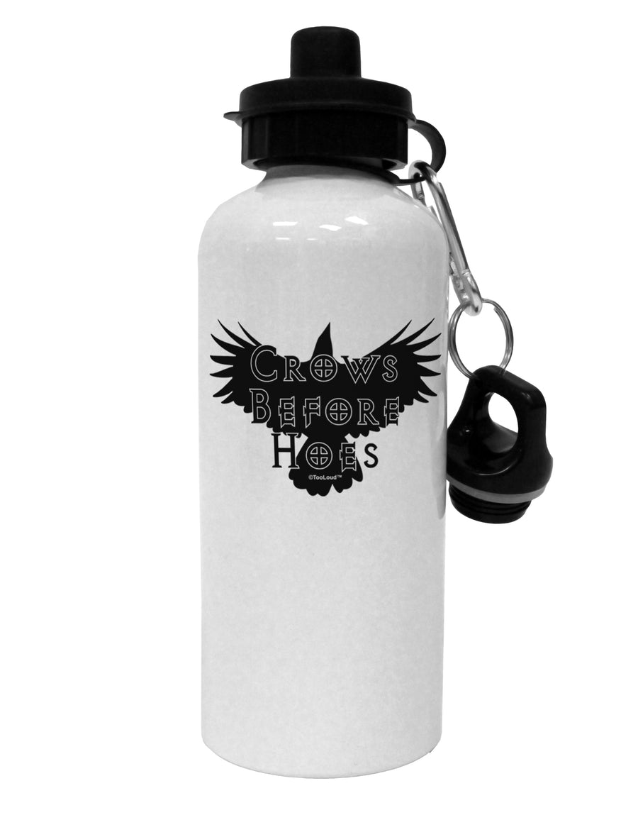 Crows Before Hoes Design Aluminum 600ml Water Bottle by TooLoud-Water Bottles-TooLoud-White-Davson Sales