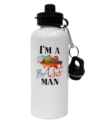 I'm A Bass Man Watercolor Aluminum 600ml Water Bottle-Water Bottles-TooLoud-White-Davson Sales