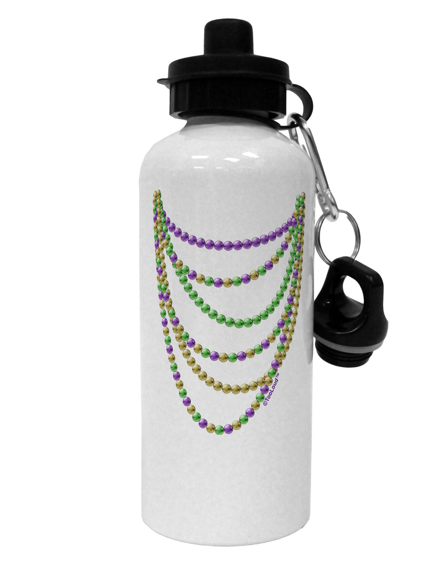 Mardi Gras Beads Necklaces Aluminum 600ml Water Bottle-Water Bottles-TooLoud-White-Davson Sales