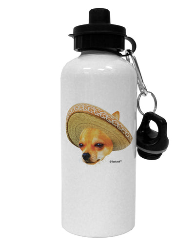 Chihuahua Dog with Sombrero - Patchwork Design Aluminum 600ml Water Bottle by TooLoud-Water Bottles-TooLoud-White-Davson Sales